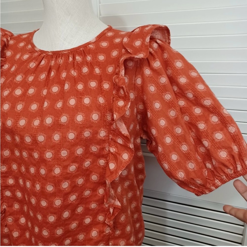 Universal Thread Ruffle Blouse Large Rust EUC - Picture 2 of 7